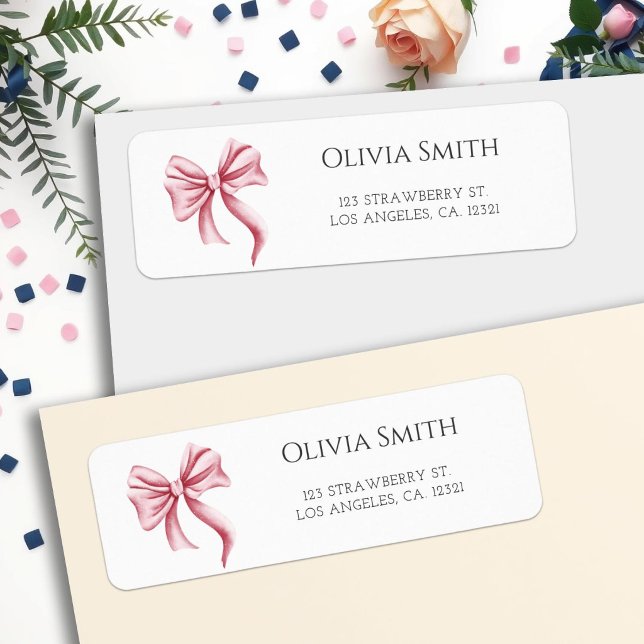 Simple Pink Bow Return Address (Creator Uploaded)