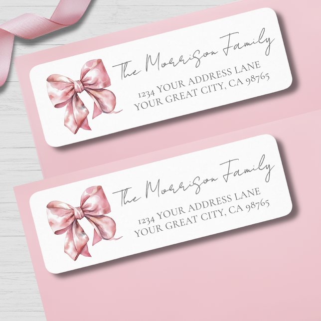 Simple Pink Bow Return Address (Simple Pink Bow Return Address label )