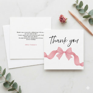Simple Pink Bow She's Tying the Knot Bridal Shower Thank You Card
