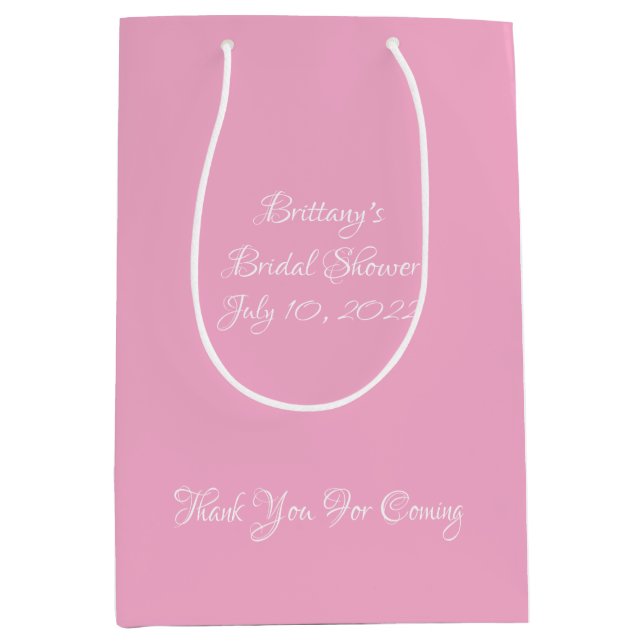 Simple Pink Bridal shower Medium Gift Bag (Front)