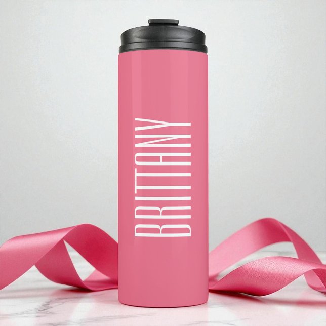 Simple Pink Bridesmaid Personalised Name Minimal Thermal Tumbler (Simple Pink Bridesmaid Personalized Name Minimal Thermal Tumbler)