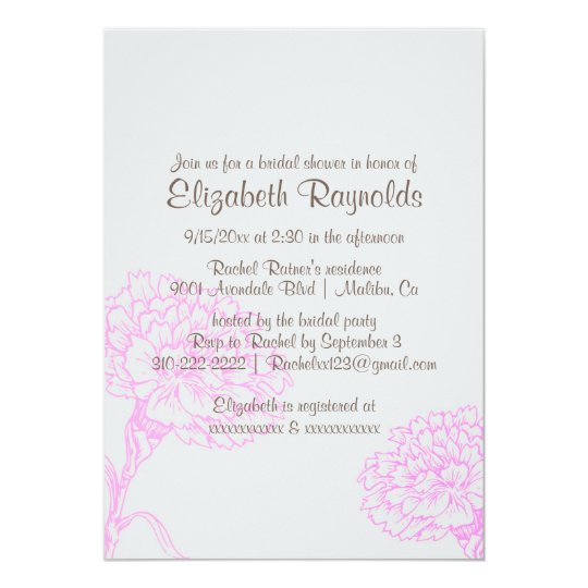 Simple Pink & Brown Bridal Shower Invitations