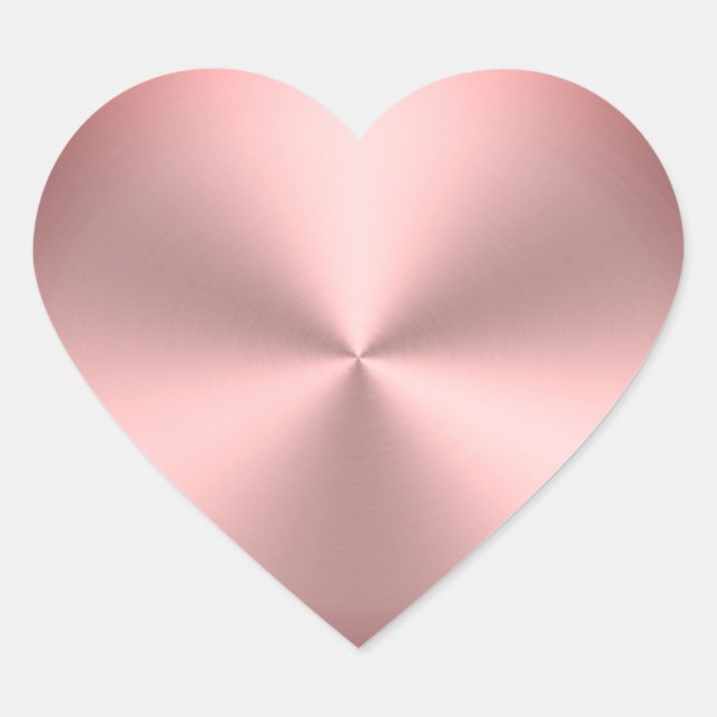 Simple Pink Brushed Metal Look | Radial Heart Sticker (Front)