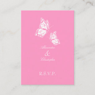 Simple Pink Butterfly RSVP Note Mini Enclosure Card