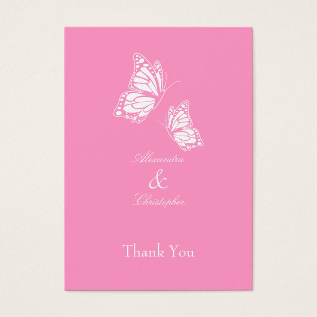 Simple Pink Butterfly Thank You Tag (Front)