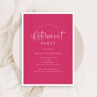 Simple Pink Calligraphy Script Retirement Party