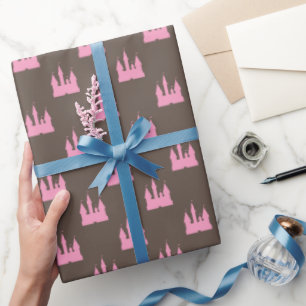Simple Pink Castle Pattern Birthday Wrapping Paper