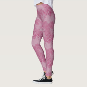 Simple Pink Chequered Ceramic Tiles Leggings