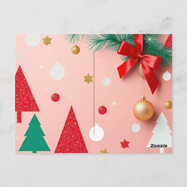 simple pink christmas favour boxes postcard (Back)