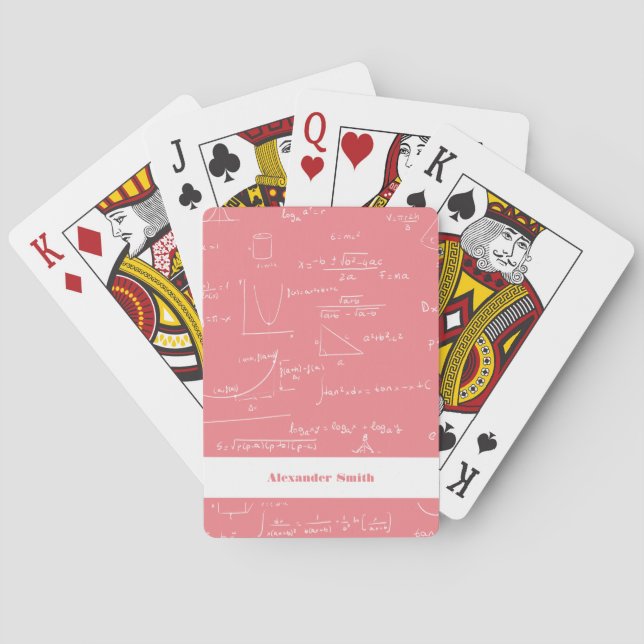 Simple Pink Custom Mathematics Formulas Playing Cards (Back)