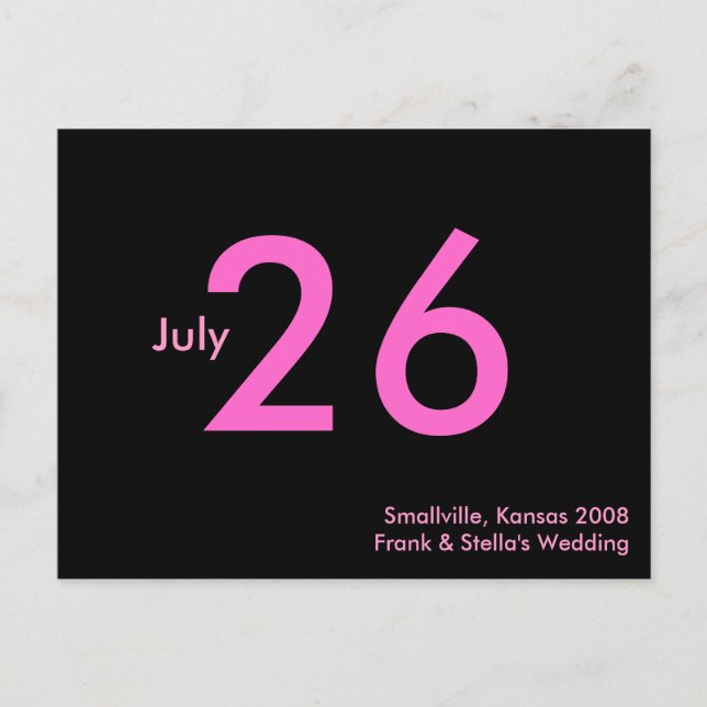 Simple Pink Customisable Save the Date Announcement Postcard (Front)