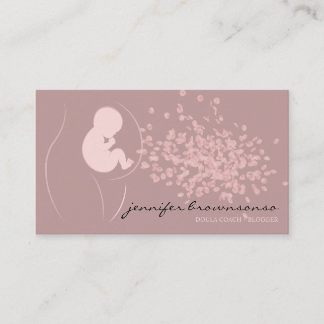 Simple Pink Doula Birth Coach Pregnant Business Card (Front)