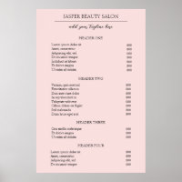 Simple Pink Elegant Modern Business Price List