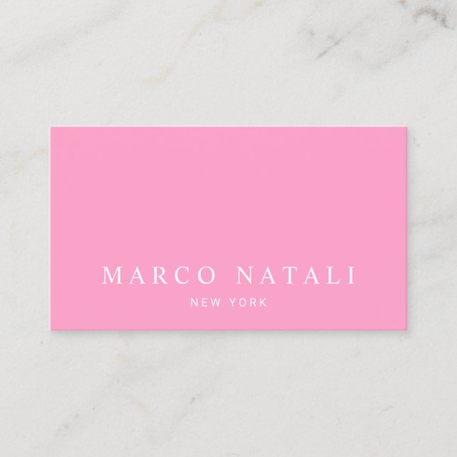 Simple Pink Elegant Professional Business Card (Front)