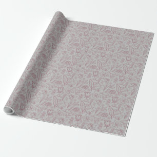 Simple Pink Floral on Grey Wrapping Paper