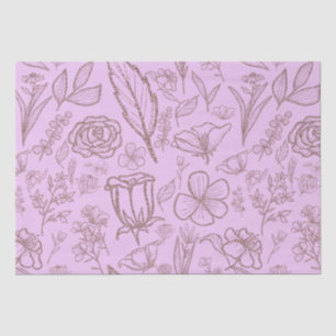 Simple Pink Floral on Pink Tissue Paper