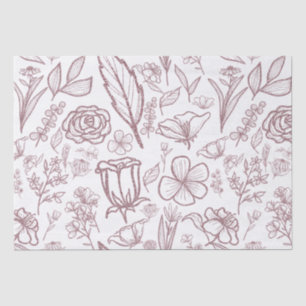 Simple Pink Floral on White Tissue Paper