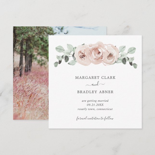 Simple Pink Floral Photo Elegant Wedding (Front/Back)