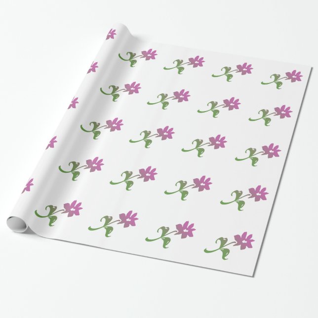 Simple Pink Flower Gift Wrap (Unrolled)