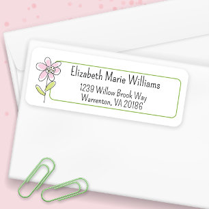 Simple Pink Flower Return Address