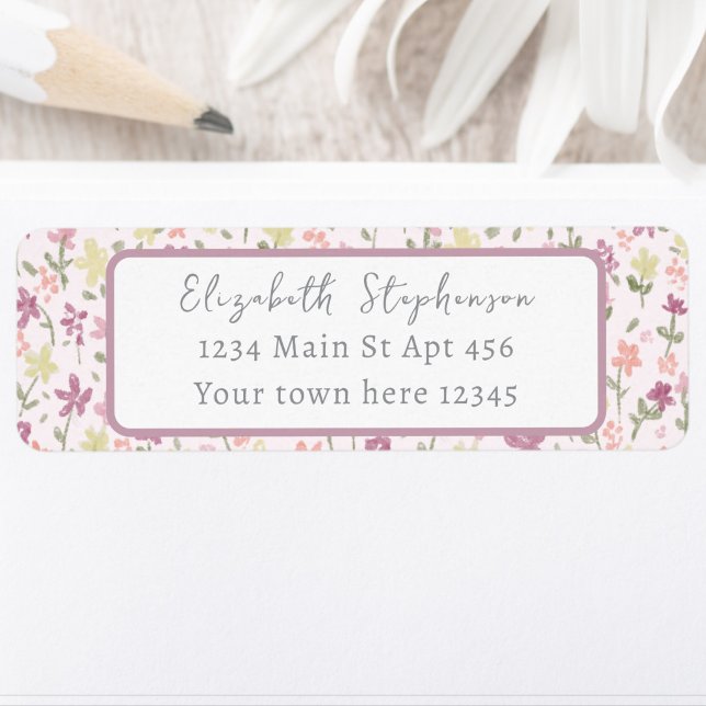 Simple Pink Flowers Baby Shower Return Address (Creator Uploaded)