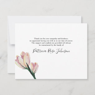 Simple Pink Flowers Funeral Memorial Thank You Card