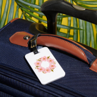 Simple Pink Flowery Luggage Tag