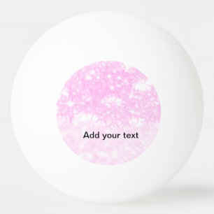 Simple pink glitter sparkle stars add your text t ping pong ball
