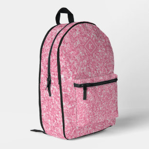 Simple pink glitter texture print   monogram printed backpack
