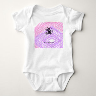Simple pink glitter texture sparkle add logo text baby bodysuit
