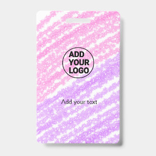 Simple pink glitter texture sparkle add logo text  ID badge