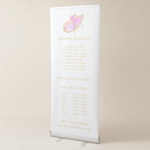 Simple Pink Gold Butterfly Beauty Salon Elegant Retractable Banner