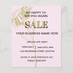 Simple  Pink Gold Floral Business Sale Flyer