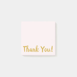 Simple Pink & Gold Thank You Post-it Notes