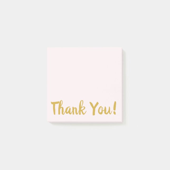 Simple Pink & Gold Thank You Post-it Notes (Front)
