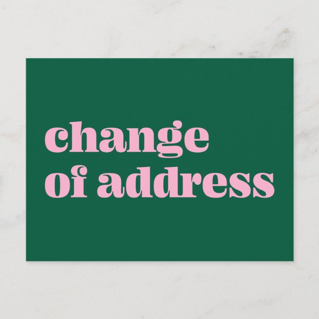 Simple Pink Green Change of Address Announcement Postcard (Front)