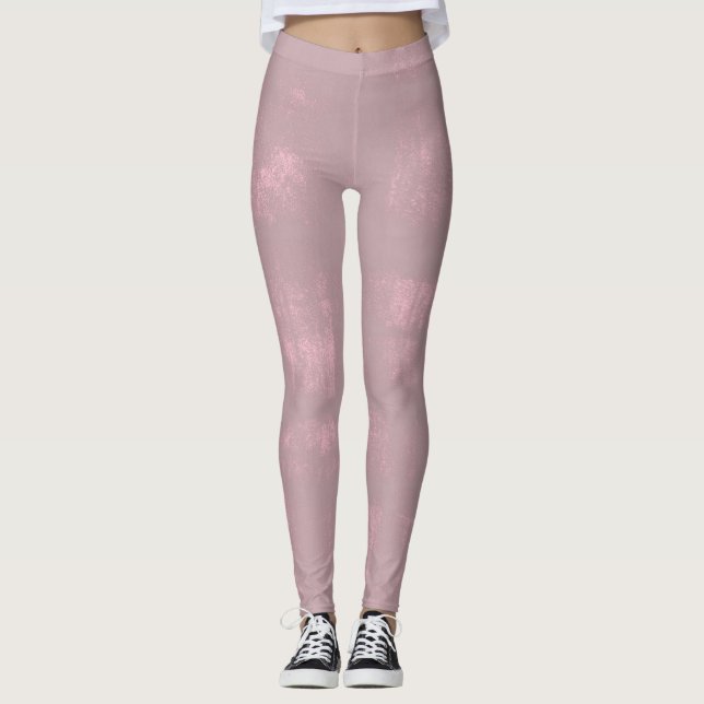 Simple Pink Grey Mallow Abstract Leggings (Front)