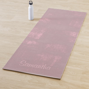 Simple Pink Grey Mallow Abstract Your Name Yoga Mat