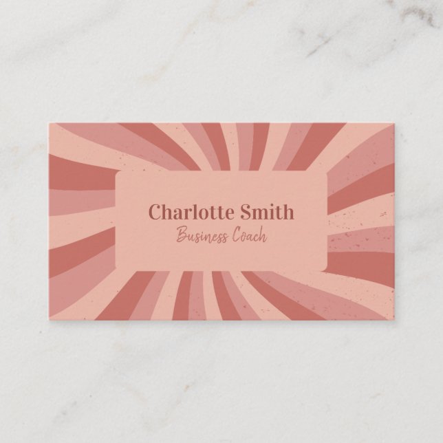 Simple Pink Groovy Retro Swirls Business Card (Front)