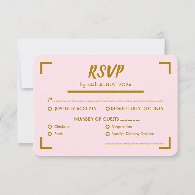 Simple Pink Handwritten Script Wedding RSVP Card (Front)