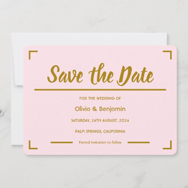 Simple Pink Handwritten Script Wedding Save The Date (Front)