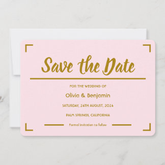 Simple Pink Handwritten Script Wedding Save The Date