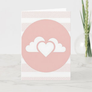 Simple Pink Heart Clouds Card
