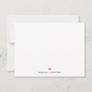 Simple Pink Heart Couple Newlyweds Family Name Card