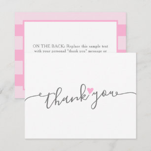 Simple Pink Heart Girl Baby Shower Thank You Card
