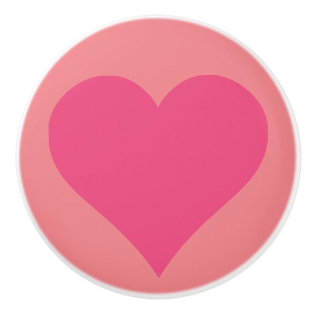 Simple Pink Heart on Pink Background Ceramic Pull (Front)