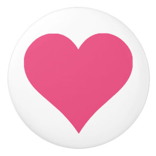 Simple Pink Heart on White Background Ceramic Pull