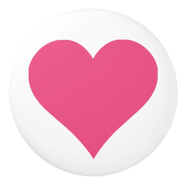Simple Pink Heart on White Background Ceramic Pull (Front)
