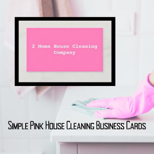 Simple Pink House Cleaning  Business Card