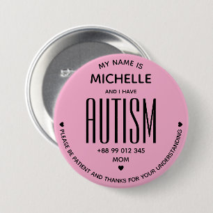 Simple Pink I Have Autism Awareness ASD Special 7.5 Cm Round Badge